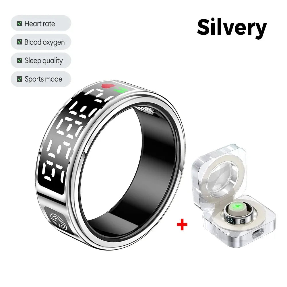 Elevate Your Health with the SR08 Smart Ring: LED Display, Heart Rate Monitor, and Sports Modes for Men and Women