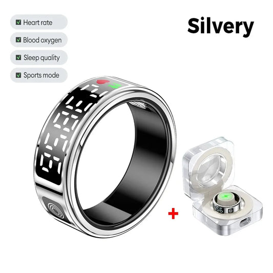 Elevate Your Health with the SR08 Smart Ring: LED Display, Heart Rate Monitor, and Sports Modes for Men and Women